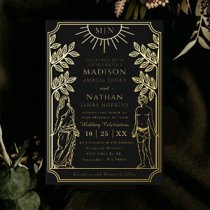 The Lovers Mystical Black Gold Tarot Card Wedding 
