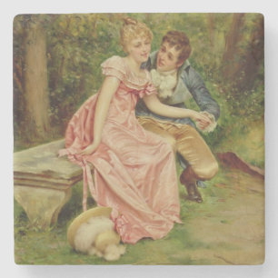 The Lovers (oil on canvas) Stone Coaster
