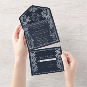 The Lovers Silver Tarot Card Wedding Invite
