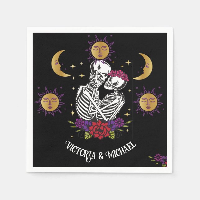 The Lovers Skeleton Couple Gothic Tarot Napkin (Front)