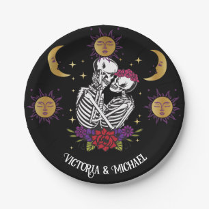 The Lovers Skeleton Couple Gothic Tarot Paper Plate