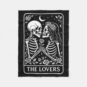 The Lovers Skeleton Love Couples Gothic Wedding Fleece Blanket