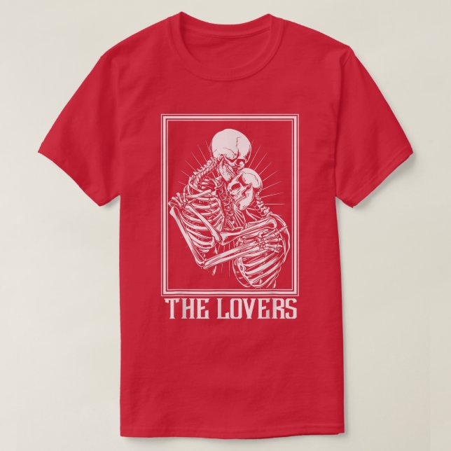 The Lovers Skeleton Tarot Card Gothic Witch Occult T-Shirt (Design Front)