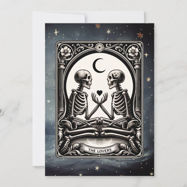 The Lovers Tarot Card Celestial Wedding Invitation (Front)