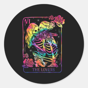 The Lovers Tarot Card Goth Tie Dye Kissing Lesbian Classic Round Sticker