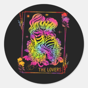 The Lovers Tarot Card Goth Tie Dye Kissing Lesbian Classic Round Sticker