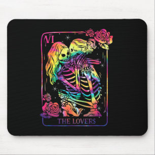 The Lovers Tarot Card Goth Tie Dye Kissing Lesbian Mouse Mat