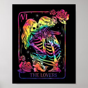 The Lovers Tarot Card Goth Tie Dye Kissing Lesbian Poster