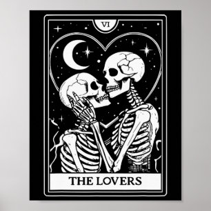 The Lovers Tarot Card - Kissing Skeletons - Hallow Poster
