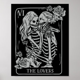The Lovers Tarot Card Occult Goth Kissing Lesbian Poster