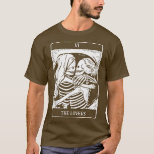 The Lovers Tarot Card Occult Goth Lesbian Skeleton T-Shirt
