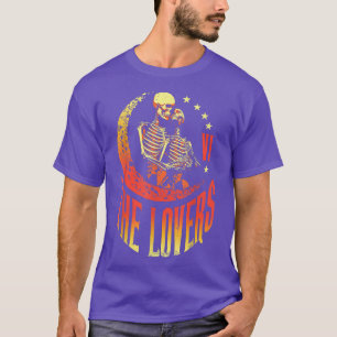 The Lovers Tarot Card Skeleton Moon Crescent Vinta T-Shirt