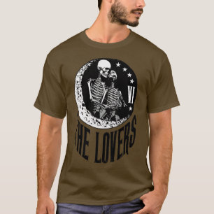 The Lovers Tarot Card Skeleton Moon Crescent Vinta T-Shirt