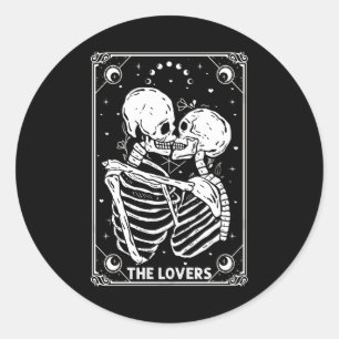 The Lovers Tarot Card Skeleton Valentine Gothic Ha Classic Round Sticker