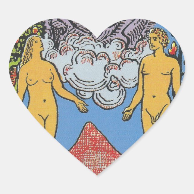 The Lovers Tarot Card Tarots Reading Heart Sticker (Front)