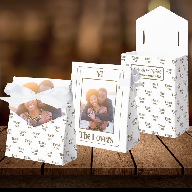 The Lovers Tarot Card Wedding Photo | Thank You Favour Box (Front, Back And Underneath Flap)