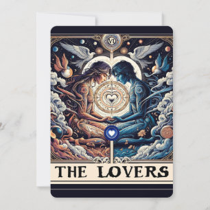 THE LOVERS Tarot Celestial Man & Woman Engagement  Invitation