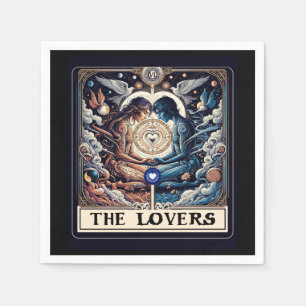 THE LOVERS Tarot Celestial Man & Woman Soulmates Napkin
