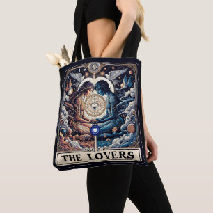 THE LOVERS Tarot Celestial Man & Woman Soulmates Tote Bag