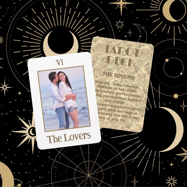 The Lovers Tarot |  Gold Miniature Photo Enclosure Card (Front And Back)