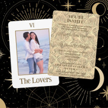 The Lovers Tarot Gold Photo Wedding Invitation