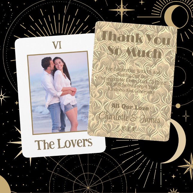 The Lovers Tarot Happy Couple Photo Thank You Card (Front And Back)