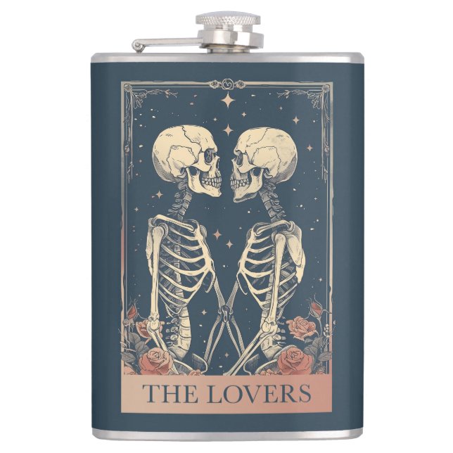 The Lovers Tarot Hip Flask (Front)