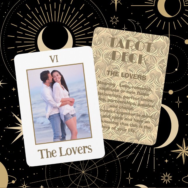 The Lovers Tarot Meaning | Gold Bronze Photo Card (Front And Back)