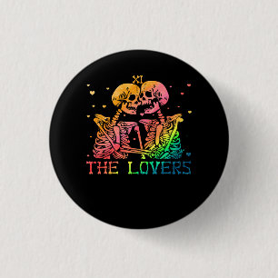 The Lovers Tarot Rainbow Skeleton Gay Lesbian LGBT 3 Cm Round Badge