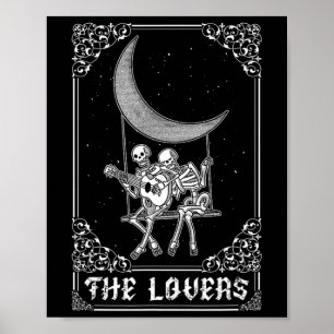 The Lovers Vintage Tarot Card Gothic Halloween Ske Poster