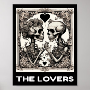 The Lovers Vintage Tarot Card Skeleton Goth Hallow Poster