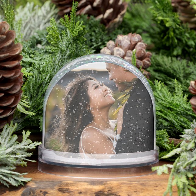 The Luckiest Girl Modern Script Photo Snowglobe (Winter)