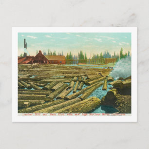 The Lumber Mill and Dam, River filled with Postcard