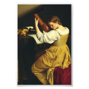 The Lute Player by Orazio Gentileschi Art Photo Print