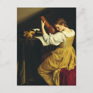 The Lute Player by Orazio Gentileschi Art Postcard
