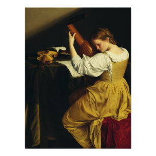 The Lute Player by Orazio Gentileschi Art Poster