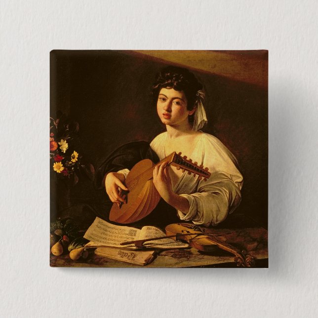 The Lute Player, c.1595 15 Cm Square Badge (Front)