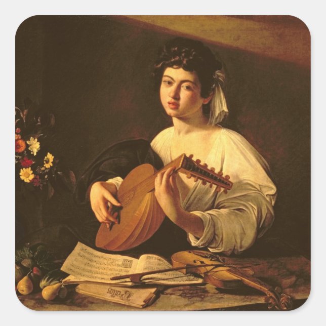 The Lute Player, c.1595 Square Sticker (Front)