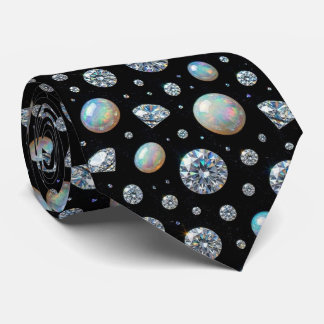 The Luxury Man | Black Tie Diamond Opal Neck Tie