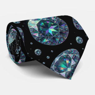 The Luxury Man Formal Black Tie Diamond Neck Tie