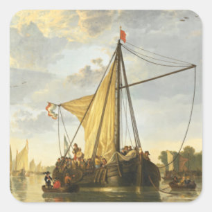 The Maas at Dordrecht Aelbert Cuyp Square Sticker