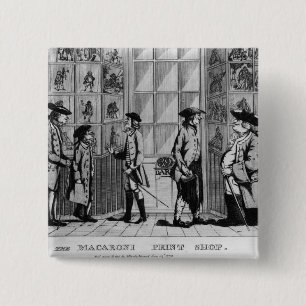 The Macaroni Print Shop, pub. by N. Darley 15 Cm Square Badge