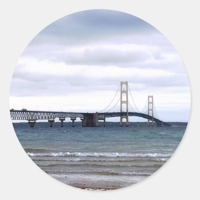 The Mackinac Bridge Classic Round Sticker (Front)
