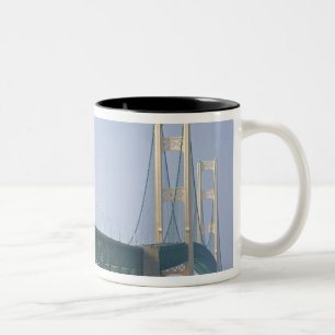 The Mackinac Bridge spanning the Straits of 2 Two-Tone Coffee Mug