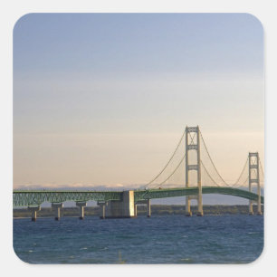 The Mackinac Bridge spanning the Straits of 3 Square Sticker
