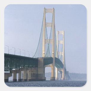 The Mackinac Bridge spanning the Straits of Square Sticker
