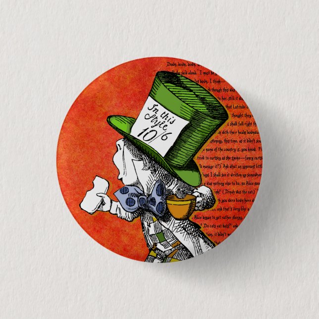 The Mad Hatter {Alice in Wonderland} Button (Front)