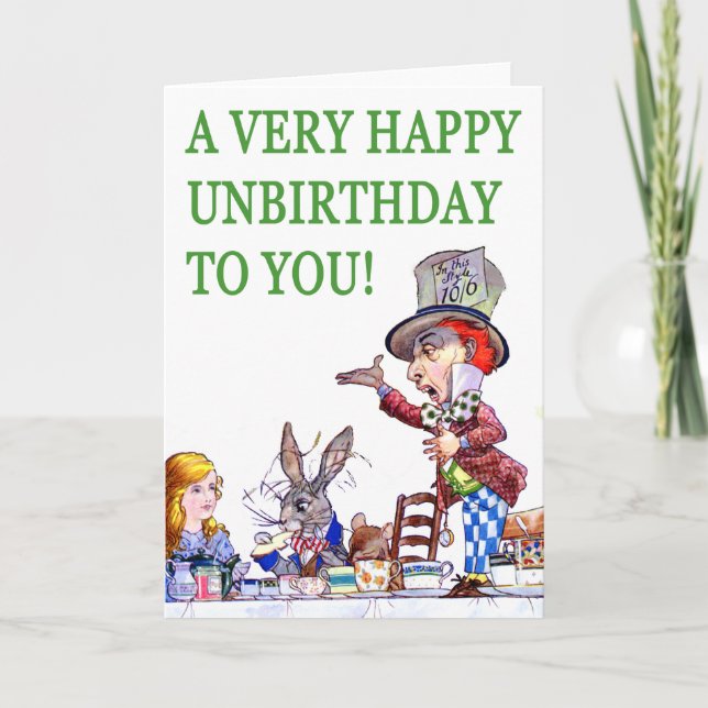 The Mad Hatter Says, A Very Happy Birthday To You! Card (Front)