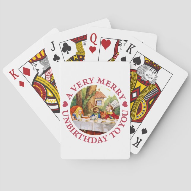 The Mad Hatter says A Very Merry Unbirthday To You Playing Cards (Back)
