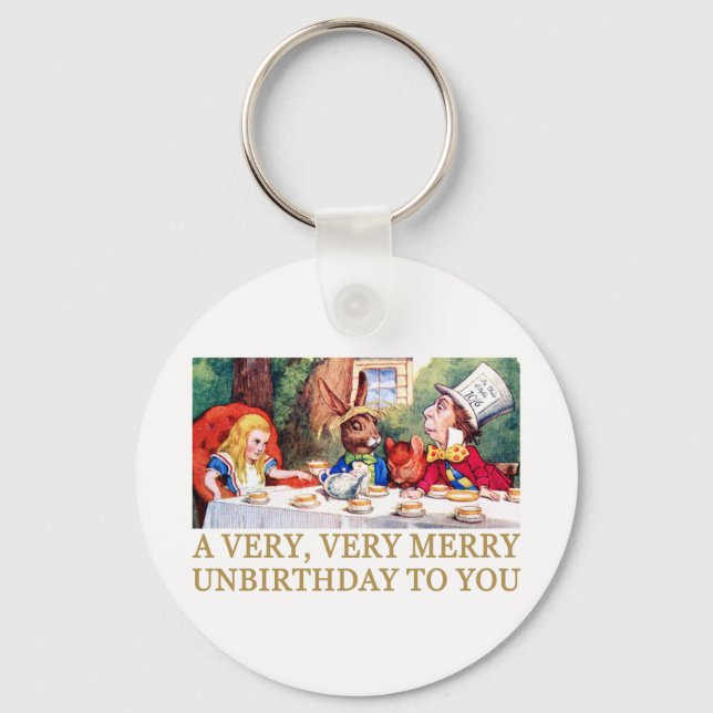 THE MAD HATTER WISHES ALICE A MERRY UNBIRTHDAY! KEY RING (Front)